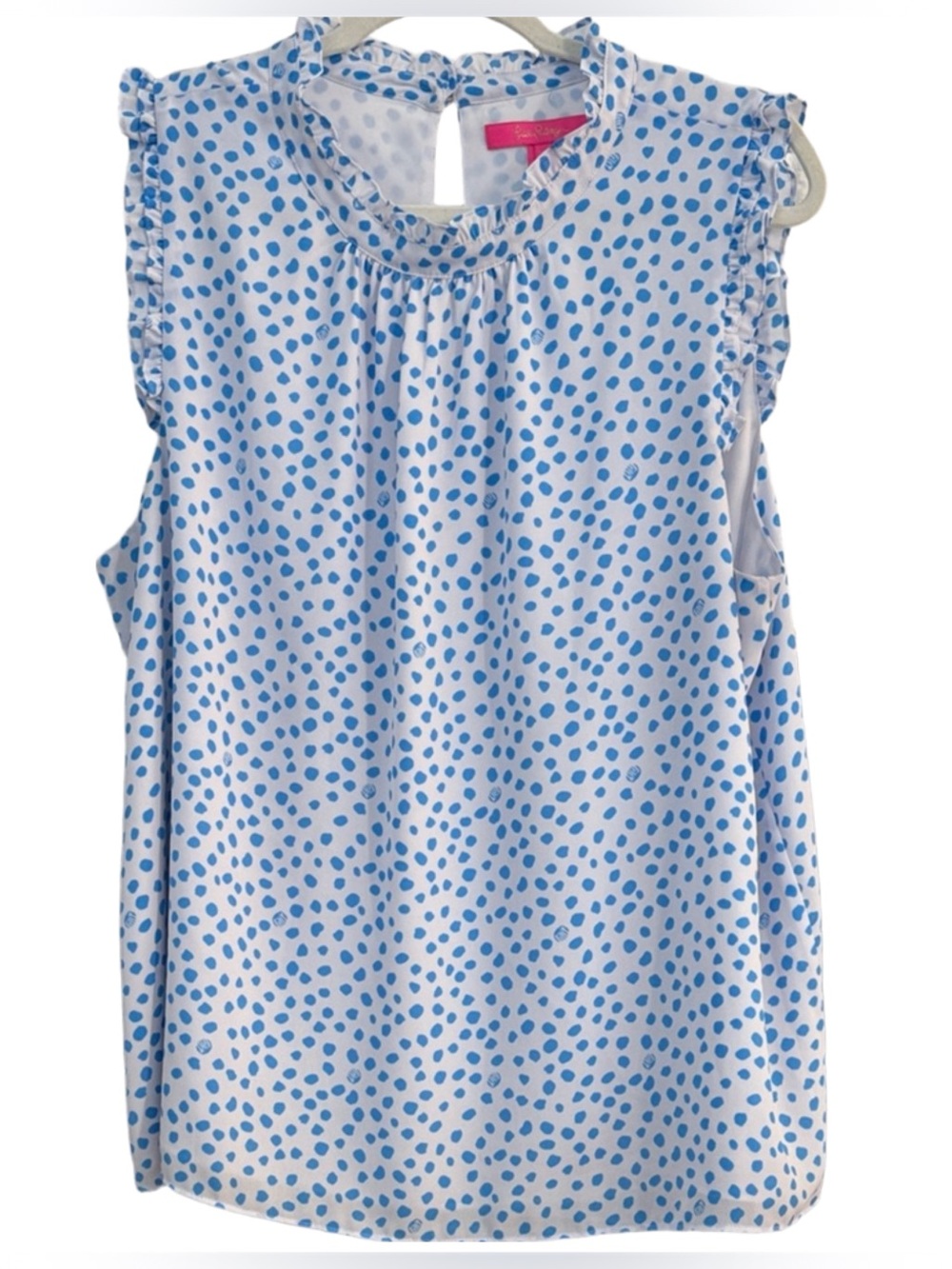 Lilly Pulitzer NWT Cambria Top Zanzibar Blue Lillys Dot Inverse $118 Size XXS - Picture 2 of 7